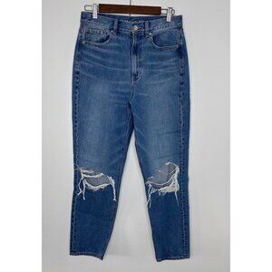 American Eagle Highest Rise Ripped Mom Jean Blue Wash Women Size 6